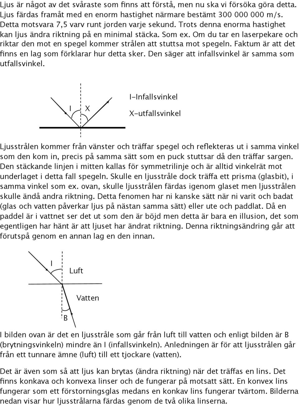 Om du tar en laserpekare och riktar den mot en spegel kommer strålen att stuttsa mot spegeln. Faktum är att det finns en lag som förklarar hur detta sker.