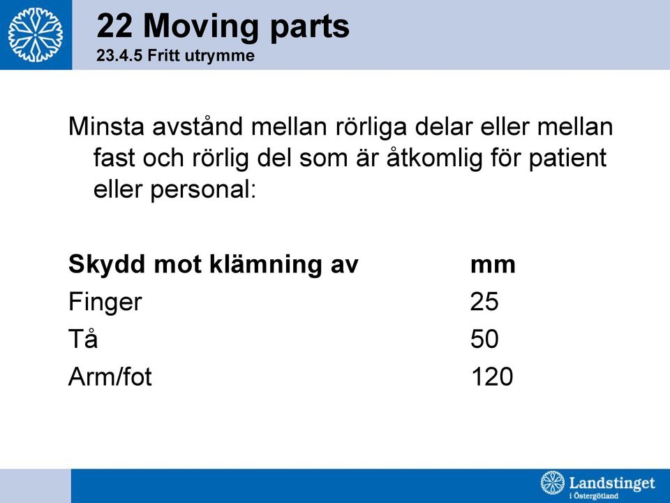 delar eller mellan fast och rörlig del som är