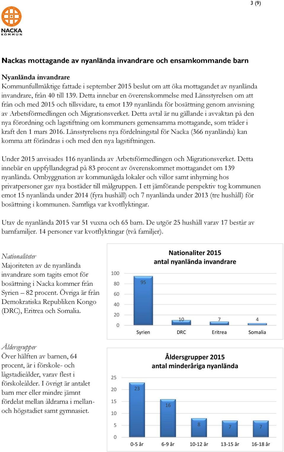 Detta avtal är nu gällande i avvaktan på den nya förordning och lagstiftning om kommuners gemensamma mottagande, som träder i kraft den 1 mars 2016.