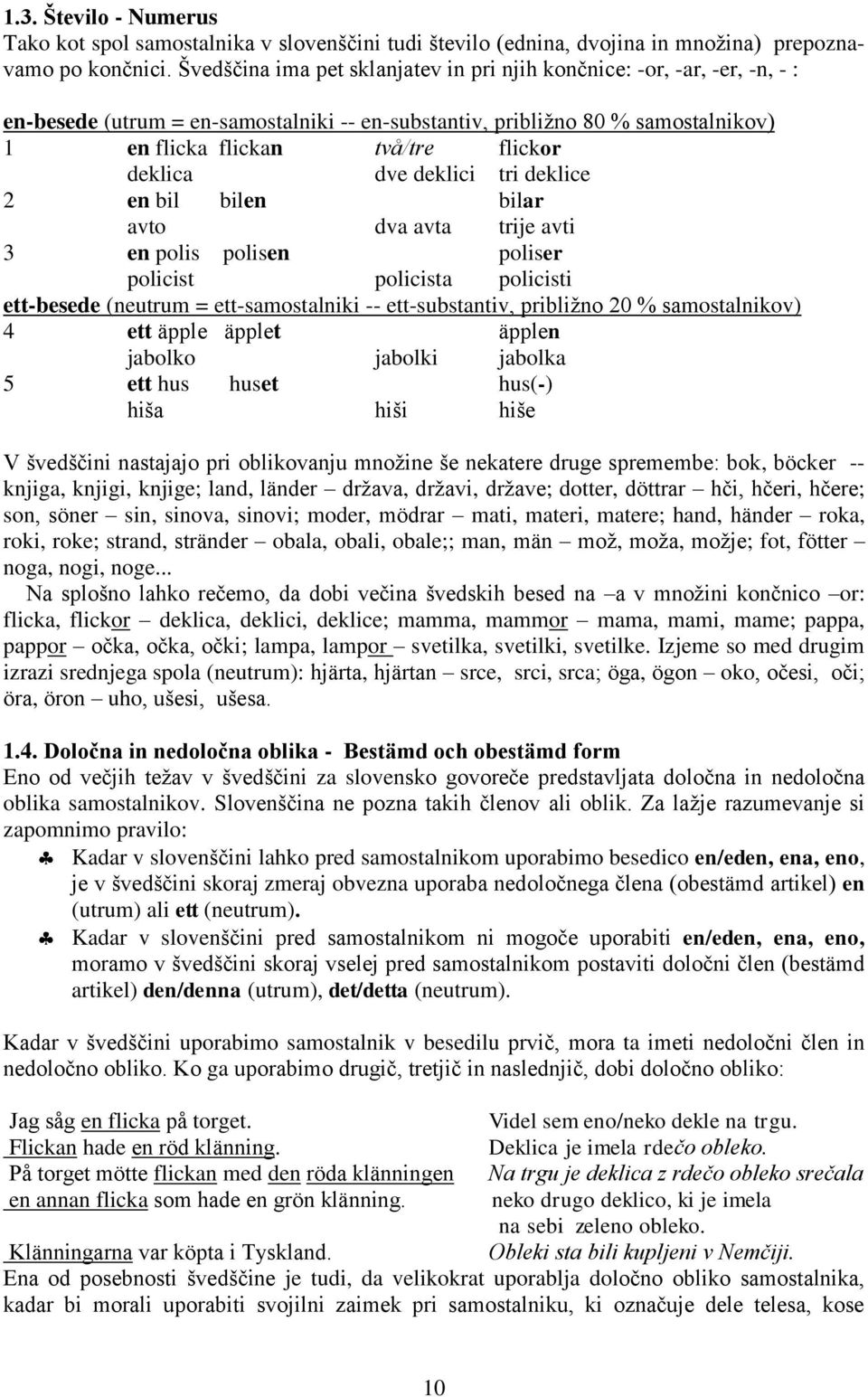 deklica dve deklici tri deklice 2 en bil bilen bilar avto dva avta trije avti 3 en polis polisen poliser policist policista policisti ett-besede (neutrum = ett-samostalniki -- ett-substantiv,
