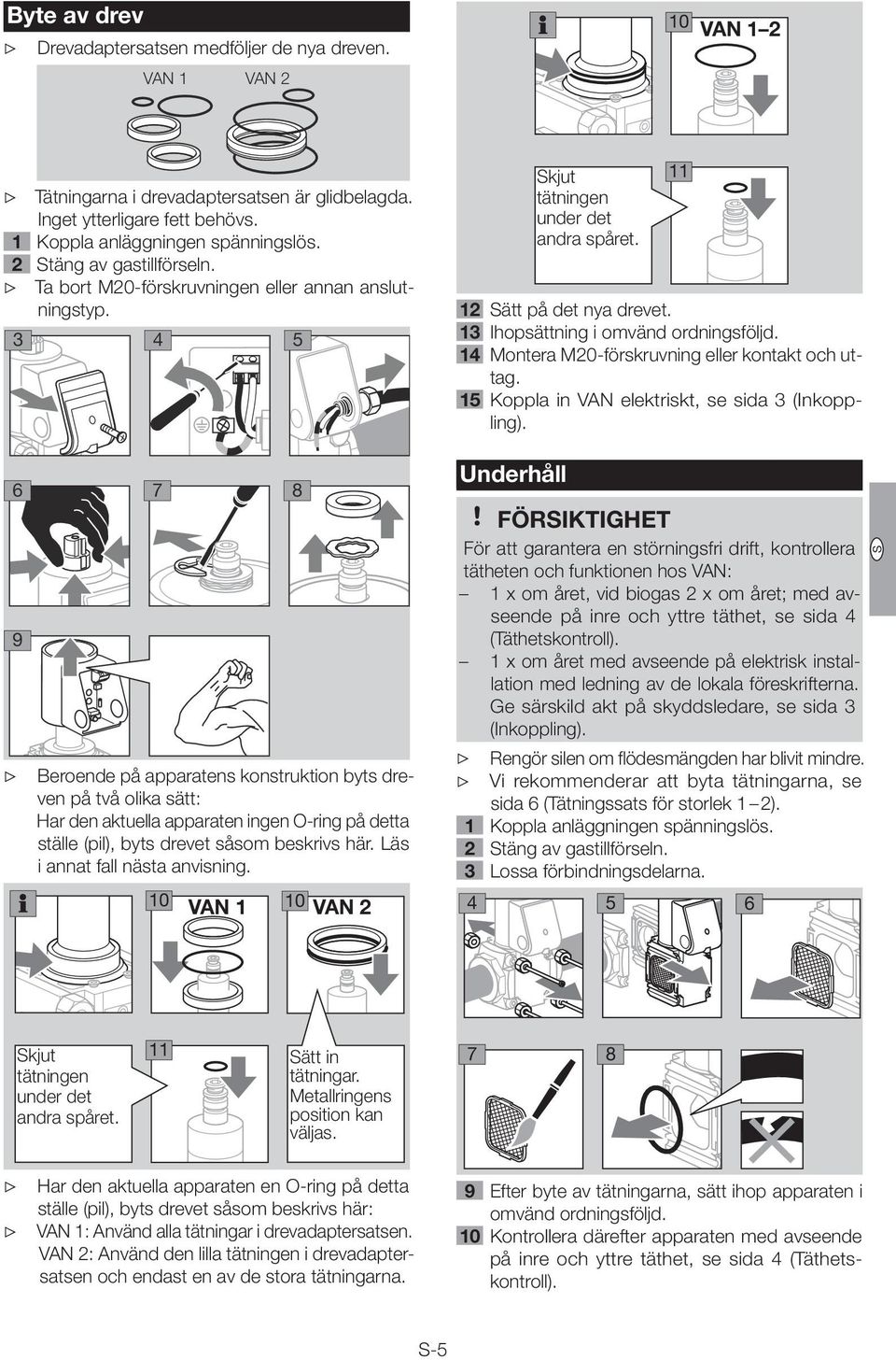 4 Montera M0-förskruvning eller kontakt och uttag. 5 Koppla in VAN elektriskt, se sida (Inkoppling).