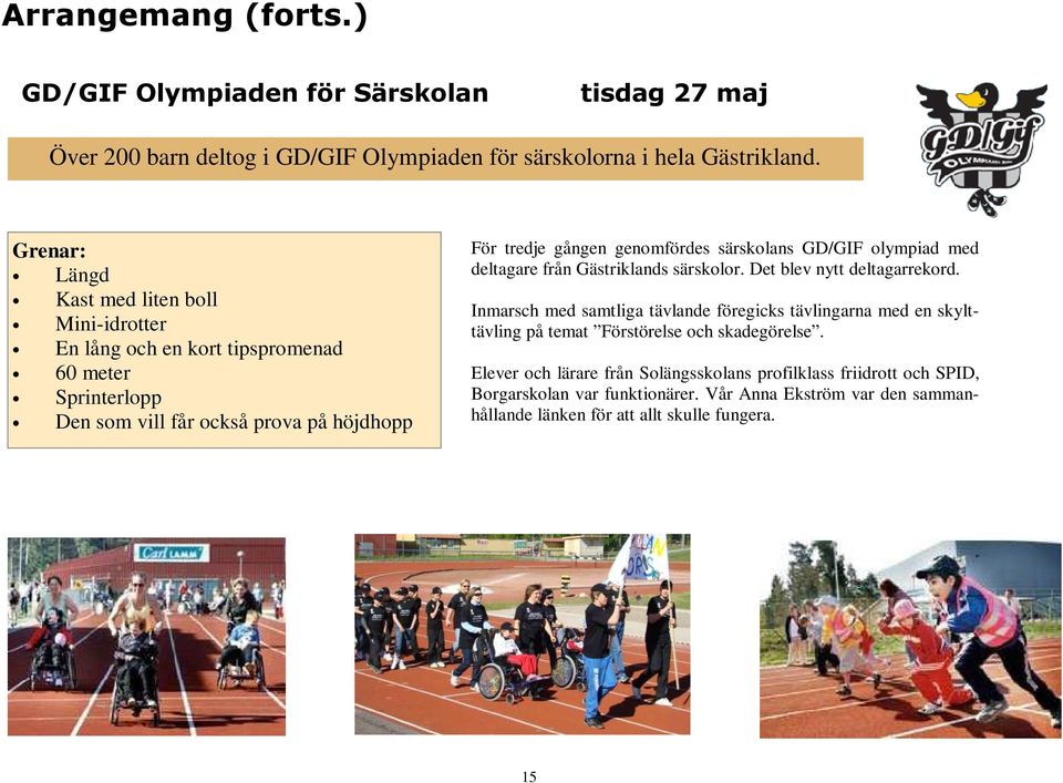 särskolans GD/GIF olympiad med deltagare från Gästriklands särskolor. Det blev nytt deltagarrekord.