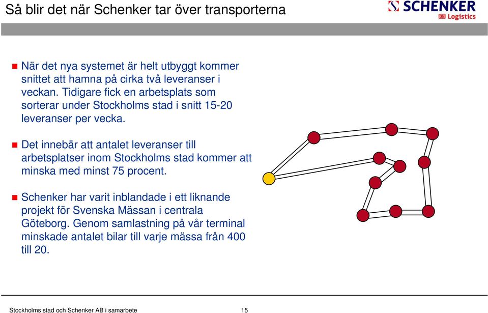 Det innebär att antalet leveranser till arbetsplatser inom Stockholms stad kommer att minska med minst 75 procent.