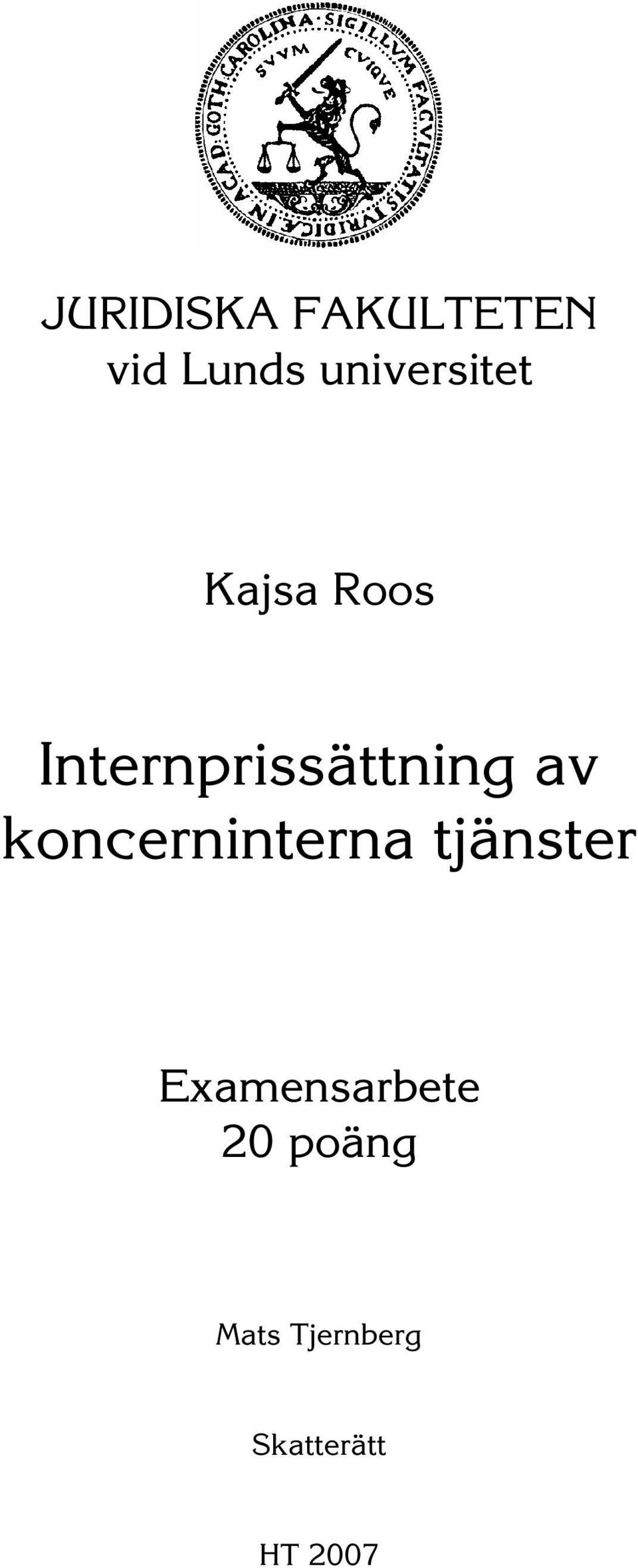 Internprissättning av koncerninterna