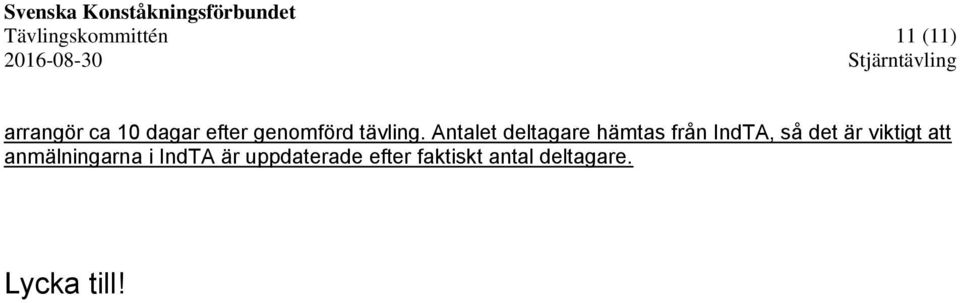 Antalet deltagare hämtas från IndTA, så det är