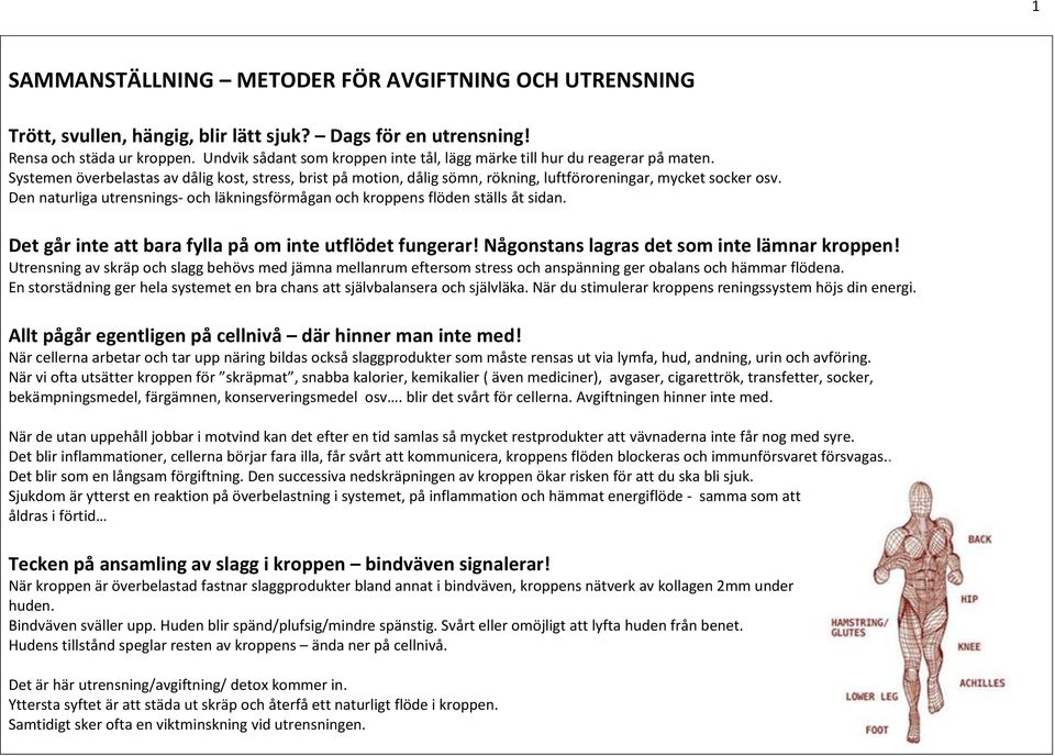 Den naturliga utrensnings- och läkningsförmågan och kroppens flöden ställs åt sidan. Det går inte att bara fylla på om inte utflödet fungerar! Någonstans lagras det som inte lämnar kroppen!