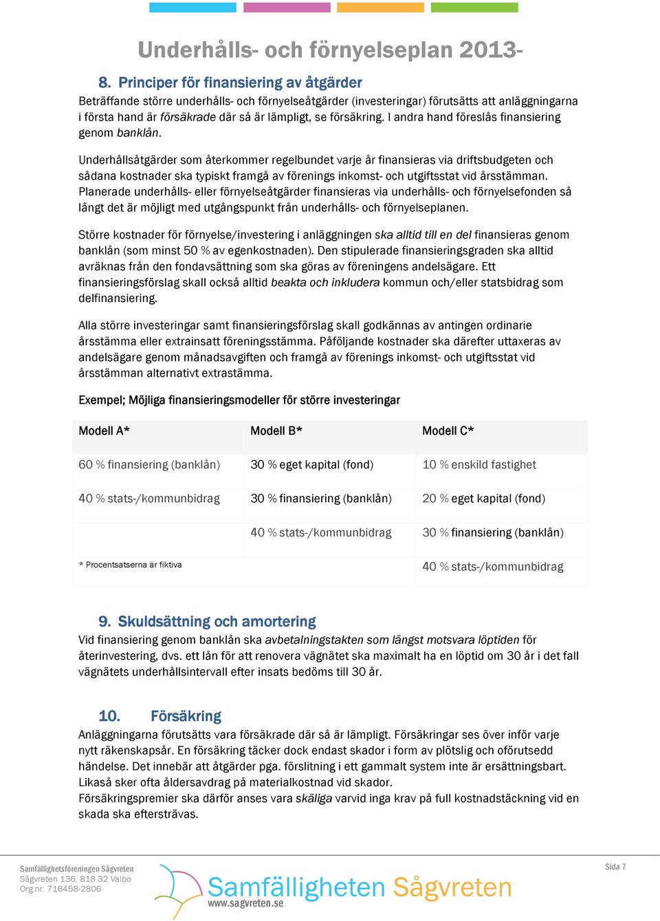 Underhållsåtgärder som återkommer regelbundet varje år finansieras via driftsbudgeten och sådana kostnader ska typiskt framgå av förenings inkomst- och utgiftsstat vid årsstämman.