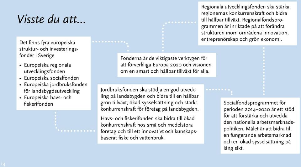 havs- och fiskerifonden Fonderna är de viktigaste verktygen för att förverkliga Europa 2020 och visionen om en smart och hållbar tillväxt för alla.