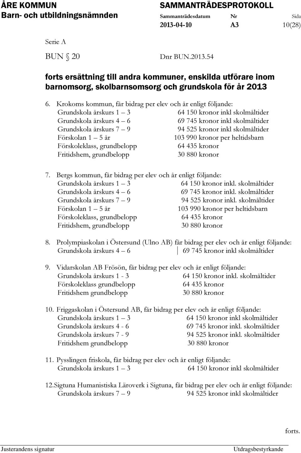 kronor inkl skolmåltider Förskolan 1 5 år 103 990 kronor per heltidsbarn Förskoleklass, grundbelopp 64 435 kronor Fritidshem, grundbelopp 30 880 kronor 7.