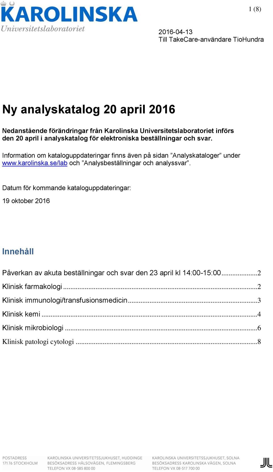 se/lab och Analysbeställningar och analyssvar.