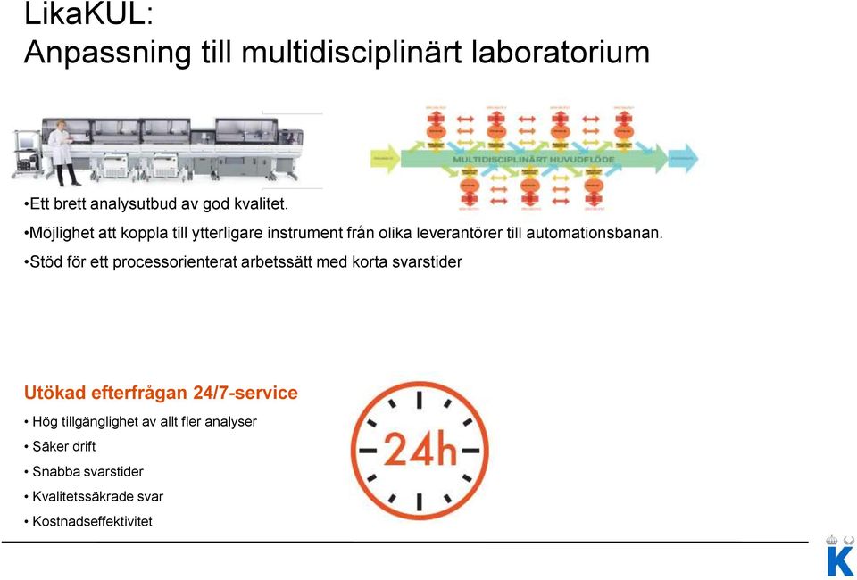 Stöd för ett processorienterat arbetssätt med korta svarstider Utökad efterfrågan 24/7-service Hög