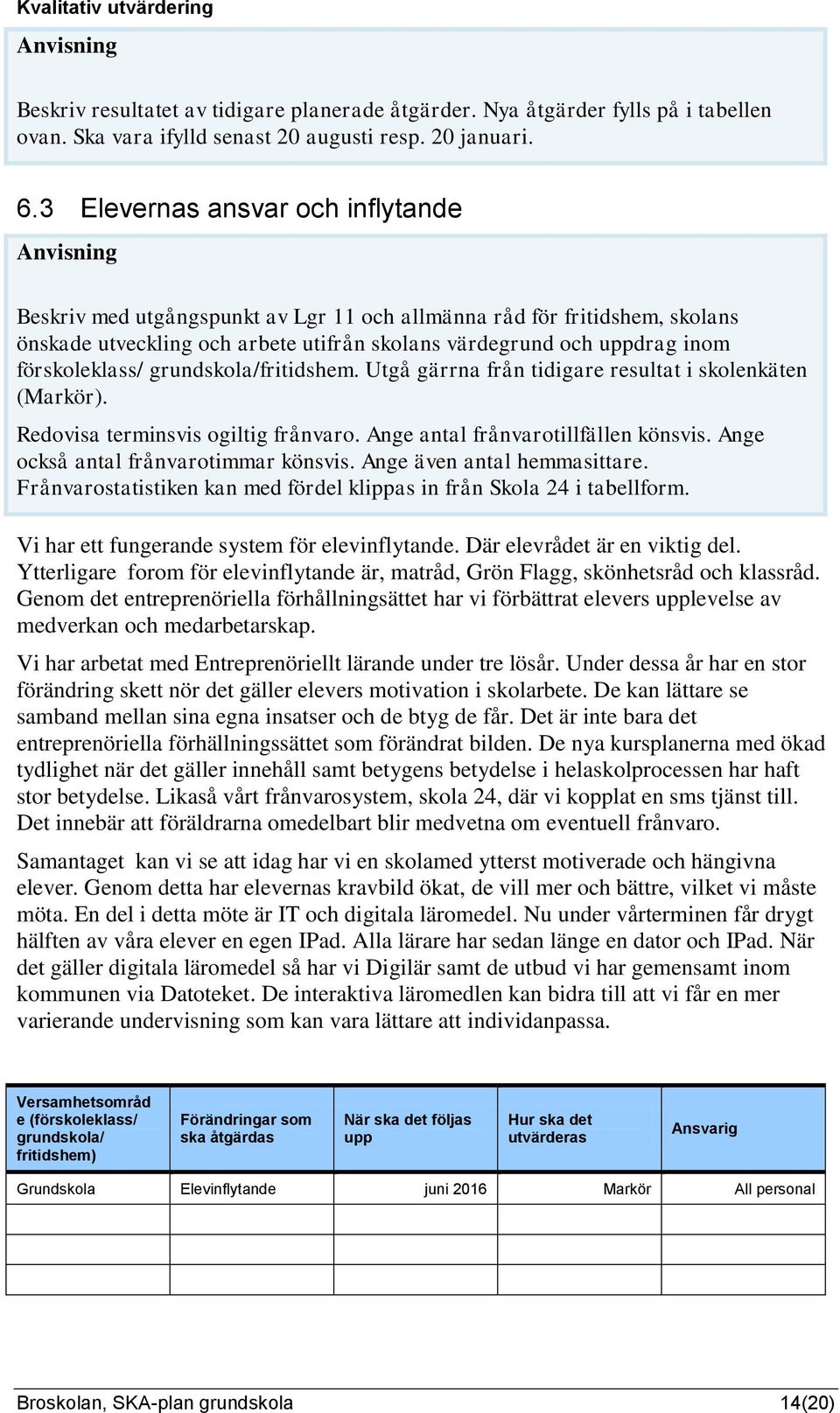 fritidshem. Utgå gärrna från tidigare resultat i skolenkäten (Markör). Redovisa terminsvis ogiltig frånvaro. Ange antal frånvarotillfällen könsvis. Ange också antal frånvarotimmar könsvis.