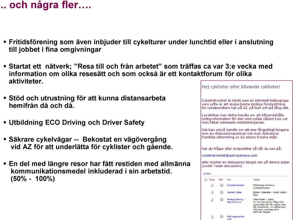 arbetet som träffas ca var 3:e vecka med information om olika resesätt och som också är ett kontaktforum för olika aktiviteter.