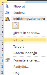Starta med kalkylprgrammet Snabbkmmandn: Kpiera Ctrl+C Klipp ut Ctrl+X Klistra in Ctrl+V Fetstil Ctrl+F Understruckning Ctrl+U Kursiv Ctrl+K Infga/ta brt rader ch
