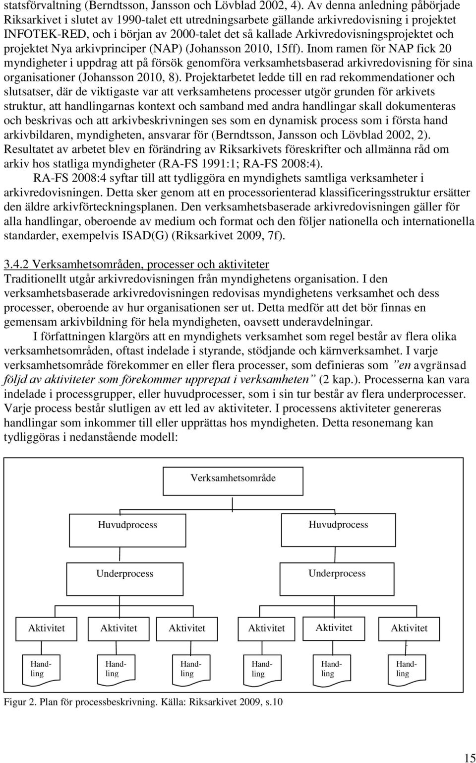 Arkivredovisningsprojektet och projektet Nya arkivprinciper (NAP) (Johansson 2010, 15ff).