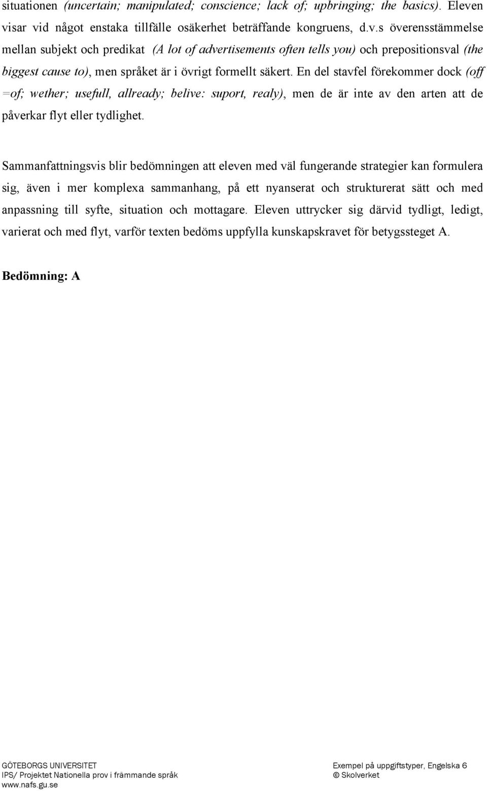 En del stavfel förekommer dock (off =of; wether; usefull, allready; belive: suport, realy), men de är inte av den arten att de påverkar flyt eller tydlighet.