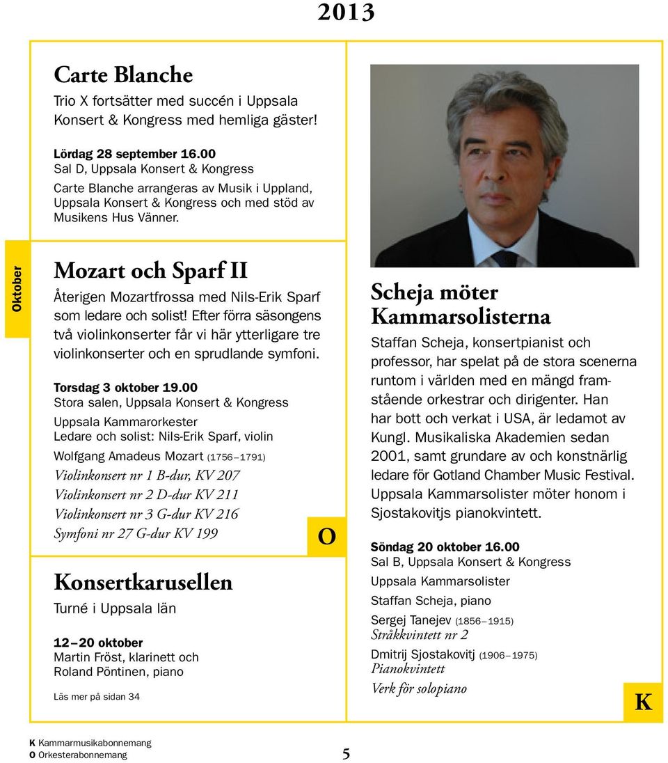 Oktober Mozart och Sparf II Återigen Mozartfrossa med Nils-Erik Sparf som ledare och solist!