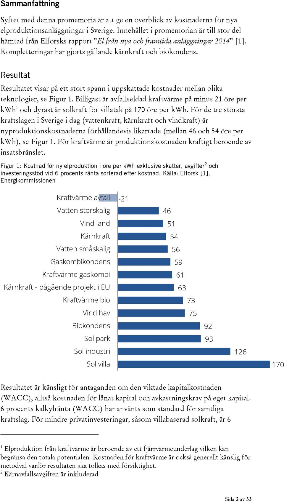 Resultat Resultatet visar på ett stort spann i uppskattade kostnader mellan olika teknologier, se Figur 1.