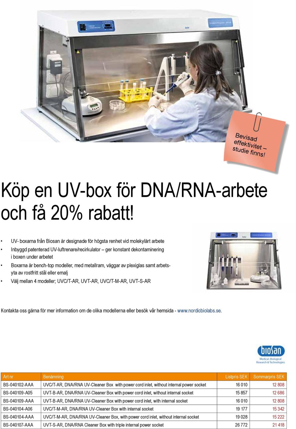 modeller, med metallram, väggar av plexiglas samt arbetsyta av rostfritt stål eller emalj Välj mellan 4 modeller; UVC/T-AR, UVT-AR, UVC/T-M-AR, UVT-S-AR Kontakta oss gärna för mer information om de