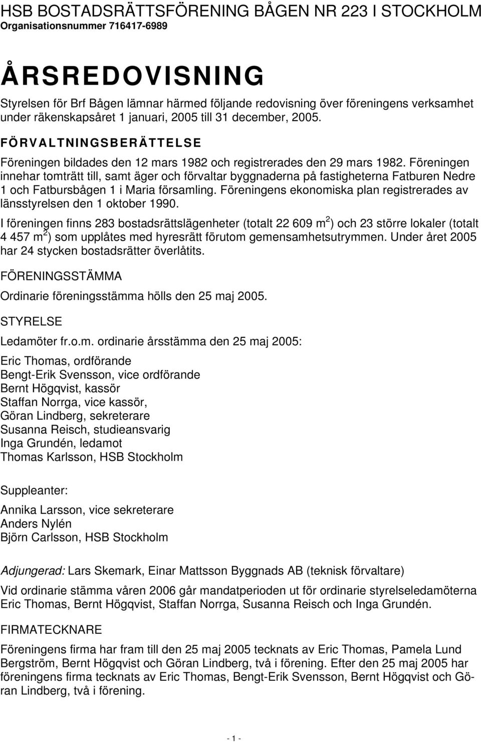 Föreningen innehar tomträtt till, samt äger och förvaltar byggnaderna på fastigheterna Fatburen Nedre 1 och Fatbursbågen 1 i Maria församling.