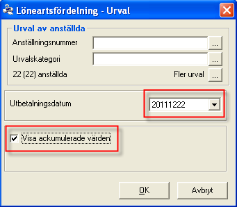 Ta därefter ut rapporten Lönearter per ack under Rapporter/Register, både från Övningsföretaget och från ditt eget företag.