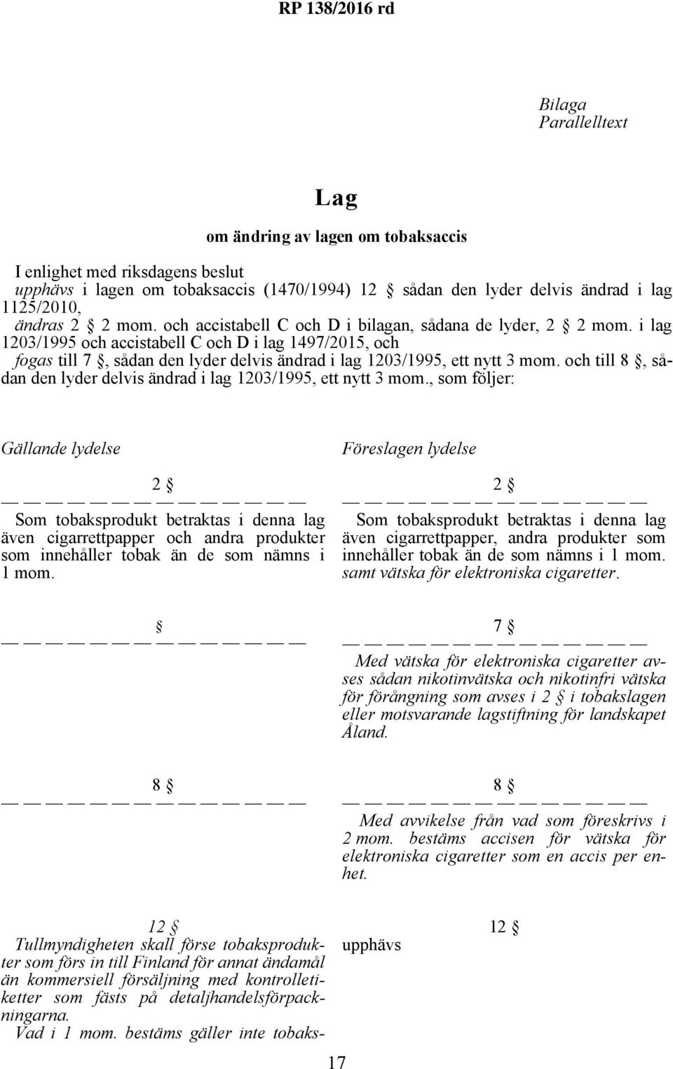 i lag 1203/1995 och accistabell C och D i lag 1497/2015, och fogas till 7, sådan den lyder delvis ändrad i lag 1203/1995, ett nytt 3 mom.