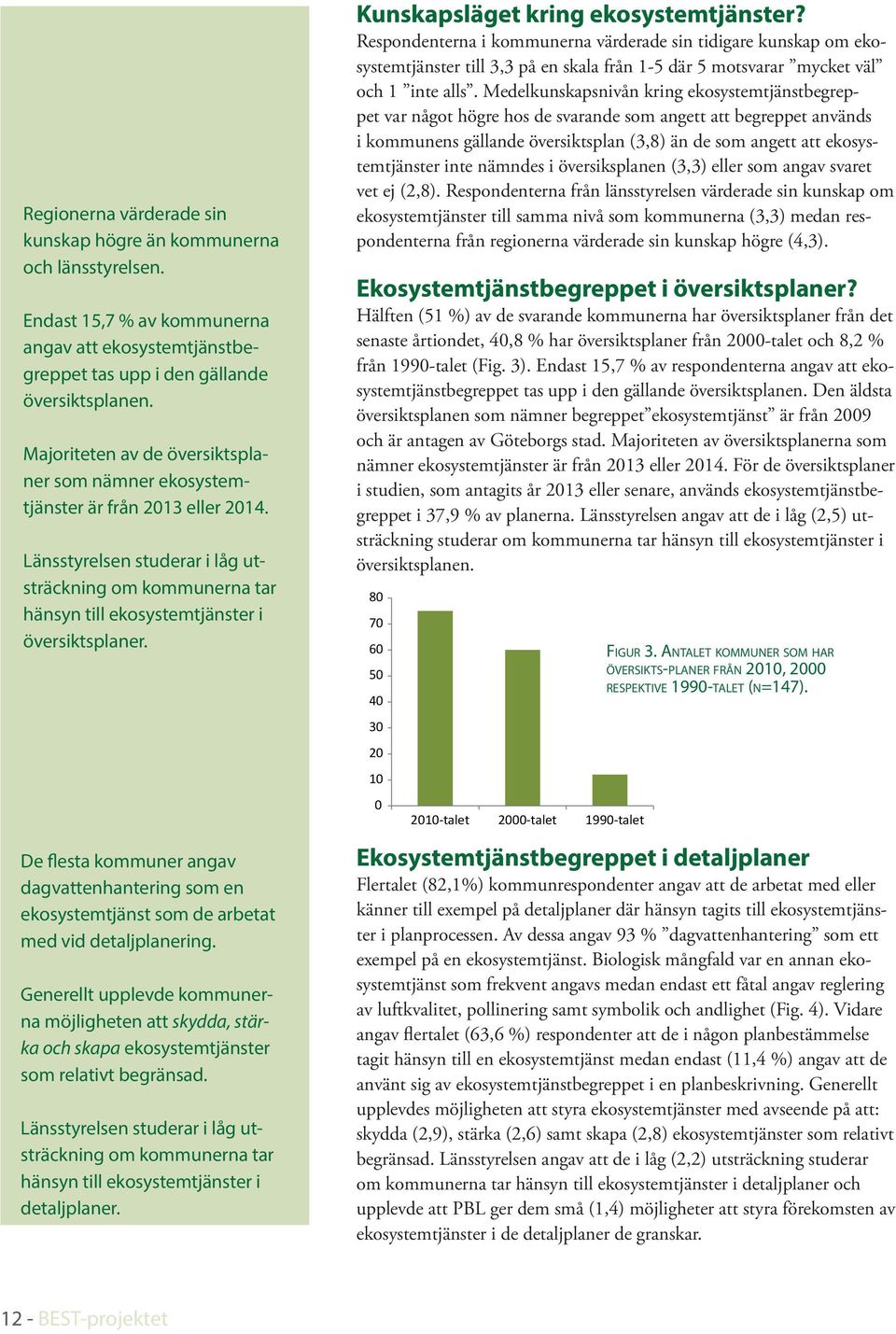 De flesta kommuer agav dagvattehaterig som e ekosystemtjäst som de arbetat med vid detaljplaerig.