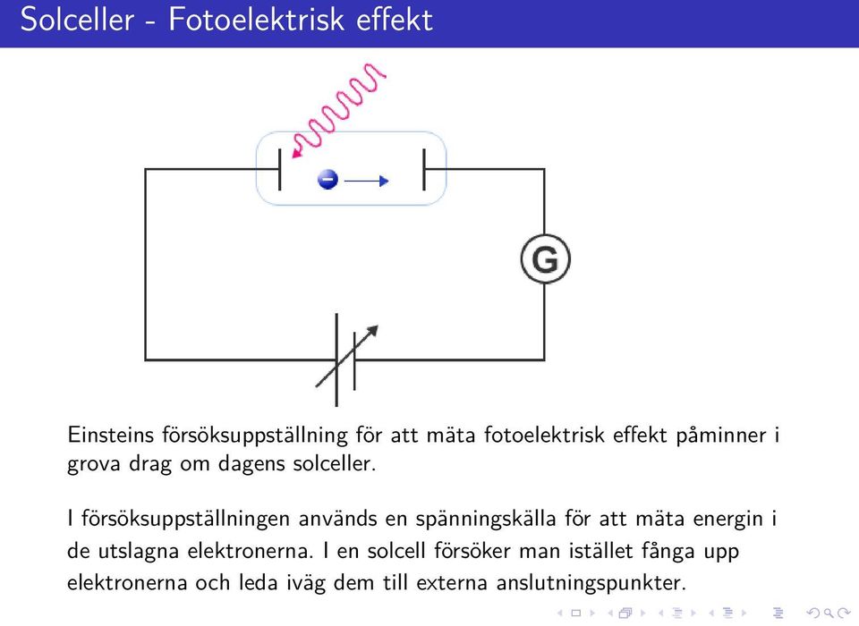 I försöksuppställningen används en spänningskälla för att mäta energin i de utslagna