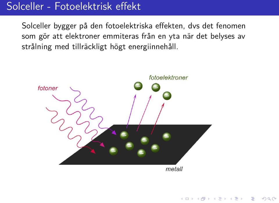 att elektroner emmiteras från en yta när det belyses