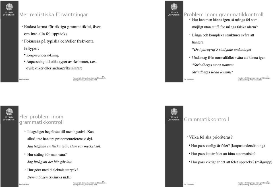 Långa och komplexa strukturer svåra att hantera *De i paragraf 5 stadgade undantaget Undantag från normalfallet svåra att känna igen *Strindbergs stora rummet Strindbergs Röda Rummet 34 Fler problem