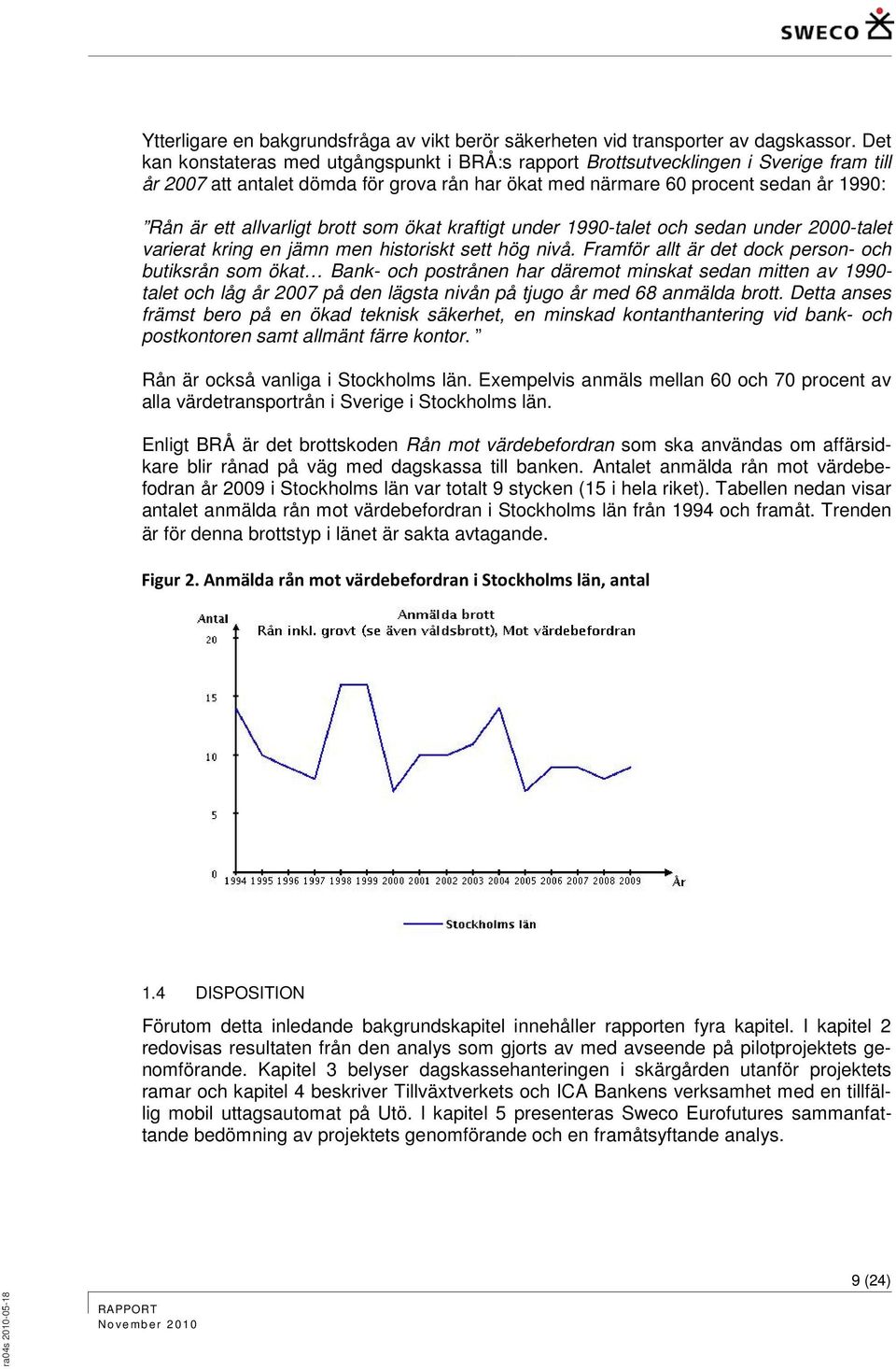 allvarligt brott som ökat kraftigt under 1990-talet och sedan under 2000-talet varierat kring en jämn men historiskt sett hög nivå.