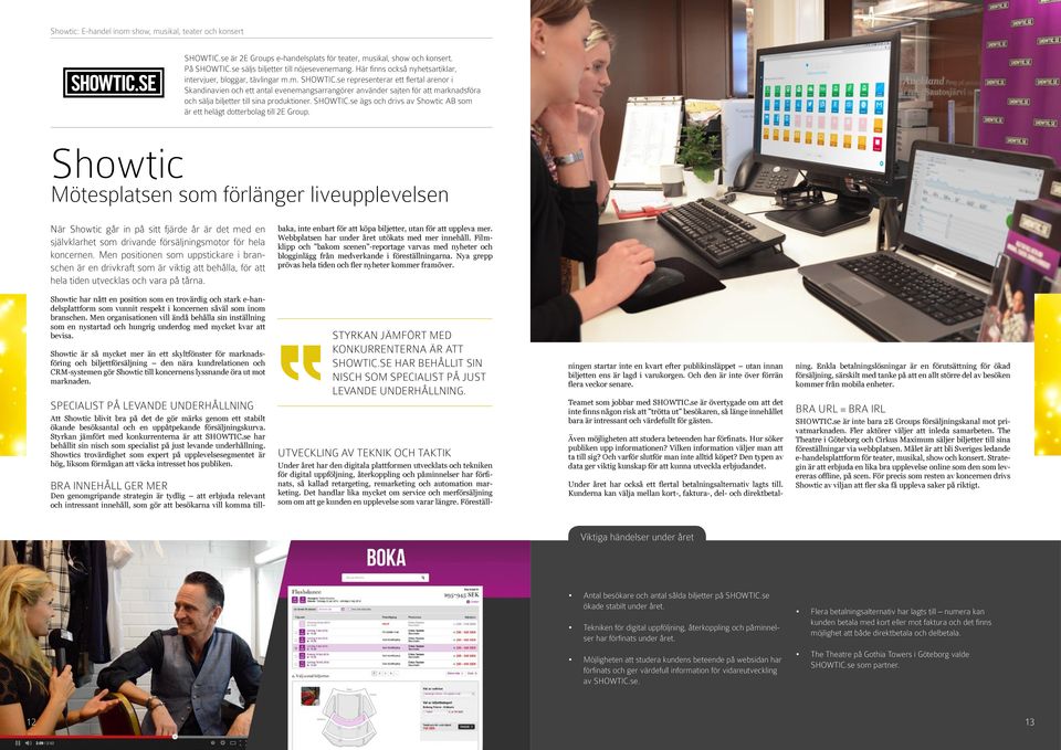 se representerar ett flertal arenor i Skandinavien och ett antal evenemangsarrangörer använder sajten för att marknadsföra och sälja biljetter till sina produktioner. SHOWTIC.