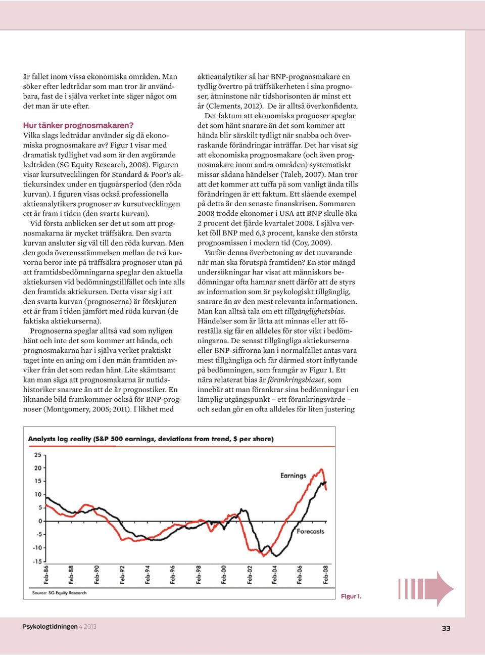 Figuren visar kursutvecklingen för Standard & Poor s aktiekursindex under en tjugoårsperiod (den röda kurvan).