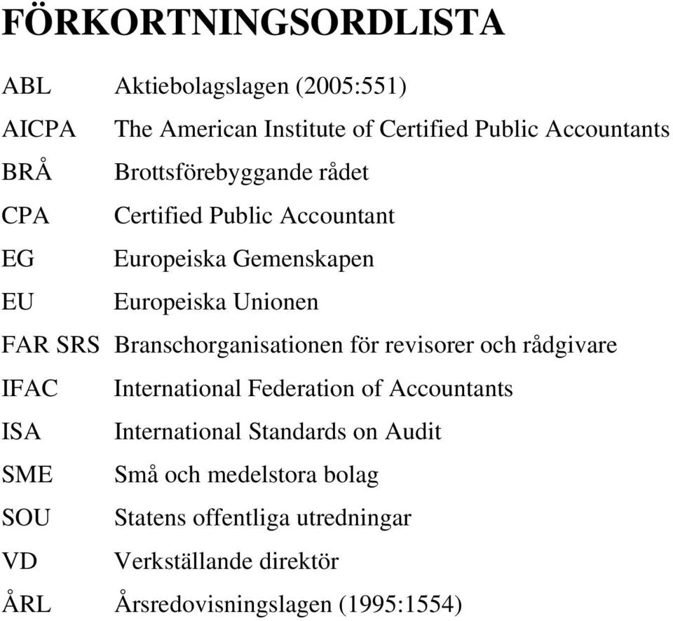 Branschorganisationen för revisorer och rådgivare IFAC International Federation of Accountants ISA International Standards