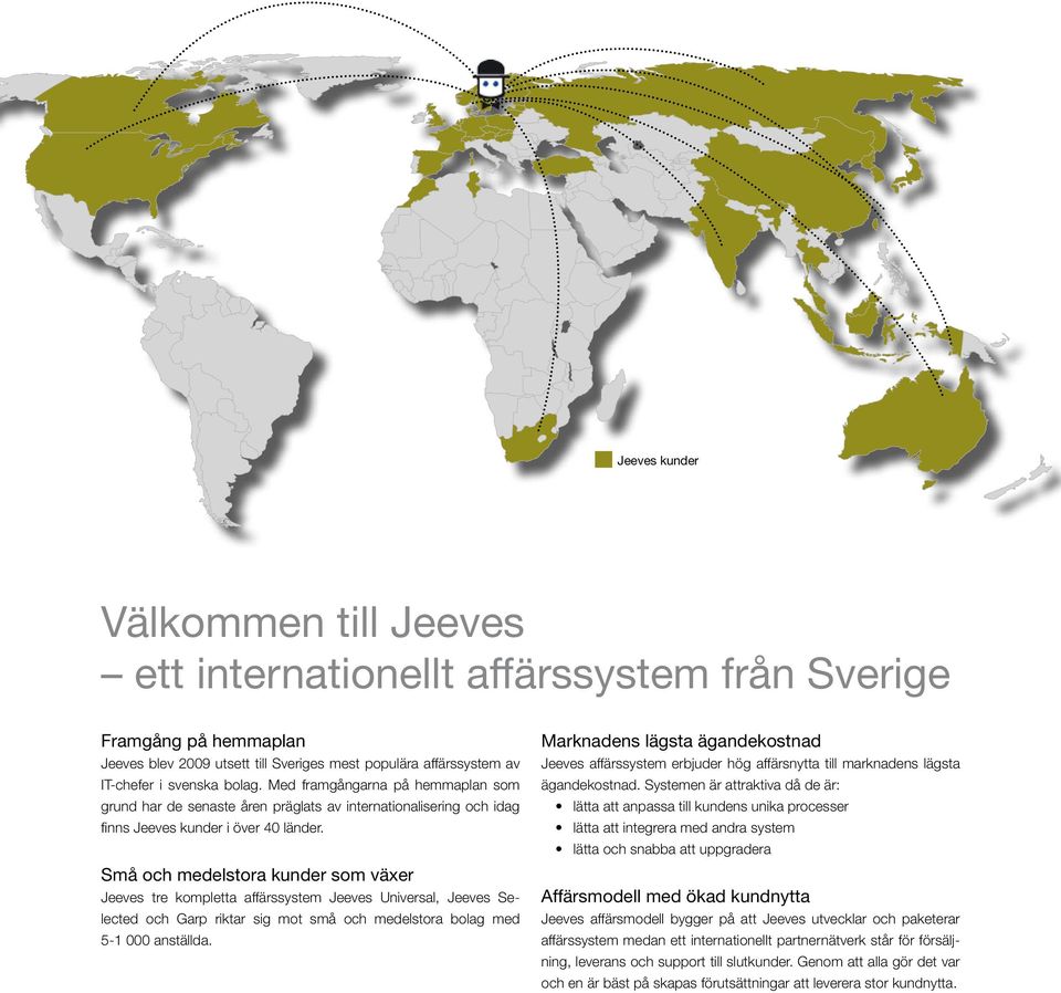 Små och medelstora kunder som växer Jeeves tre kompletta affärssystem Jeeves Universal, Jeeves Selected och Garp riktar sig mot små och medelstora bolag med 5-1 000 anställda.