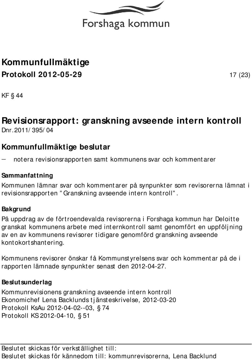 avseende intern kontroll.