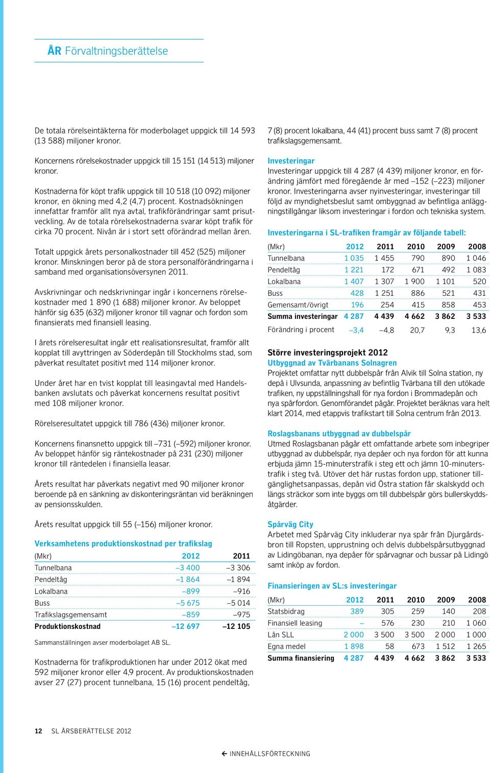 Av de totala rörelsekostnaderna svarar köpt trafik för cirka 70 procent. Nivån är i stort sett oförändrad mellan åren. Totalt uppgick årets personalkostnader till 452 (525) miljoner kronor.