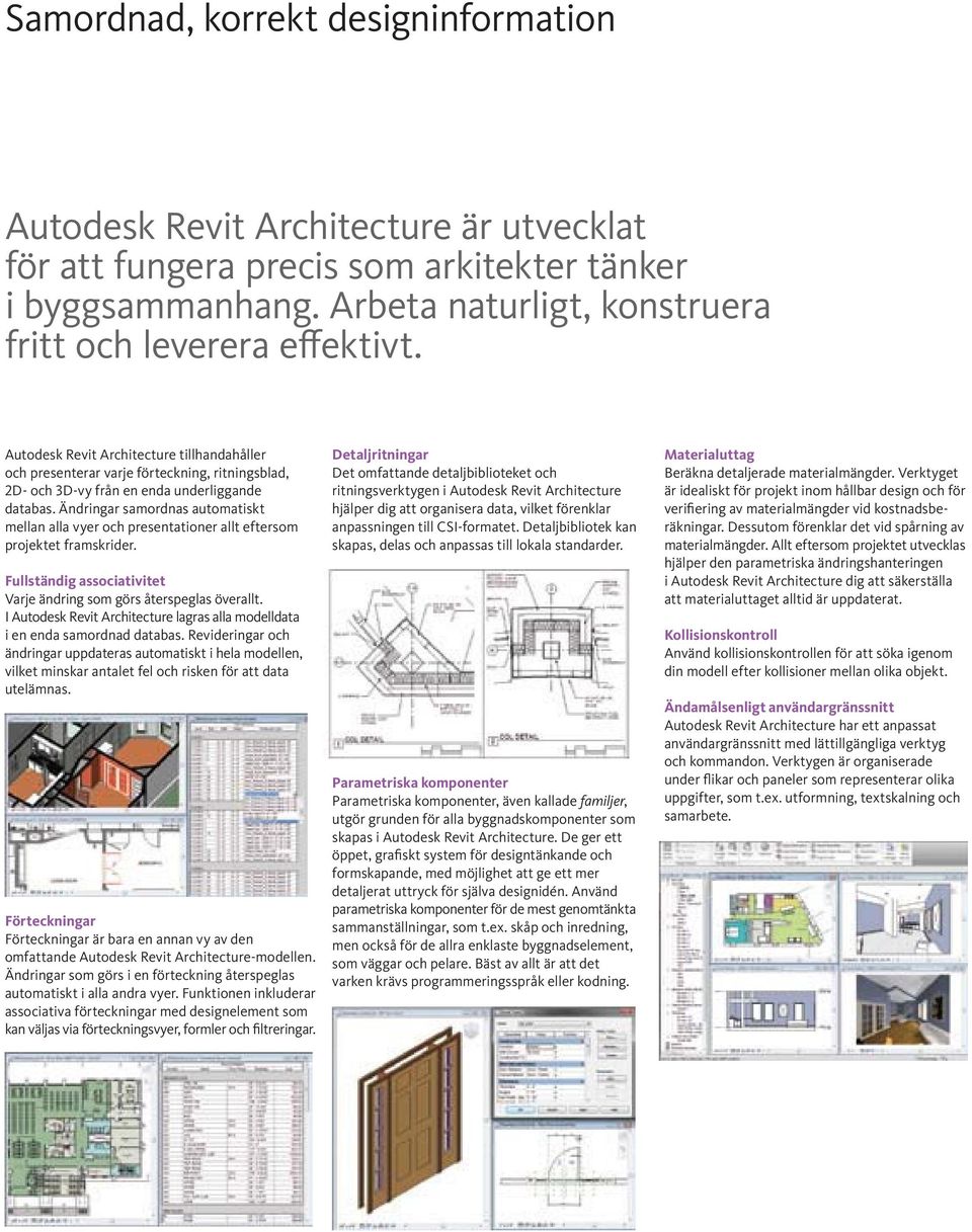 Ändringar samordnas automatiskt mellan alla vyer och presentationer allt eftersom projektet framskrider. Fullständig associativitet Varje ändring som görs återspeglas överallt.