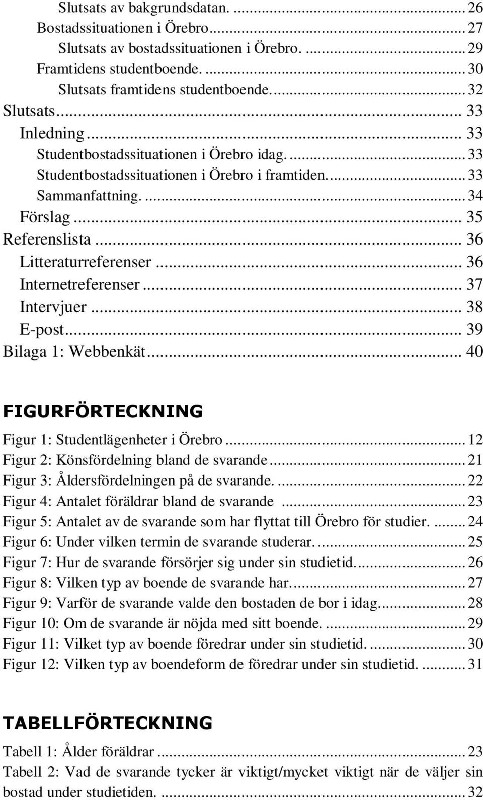 .. 36 Internetreferenser... 37 Intervjuer... 38 E-post... 39 Bilaga 1: Webbenkät... 40 FIGURFÖRTECKNING Figur 1: Studentlägenheter i Örebro... 12 Figur 2: Könsfördelning bland de svarande.