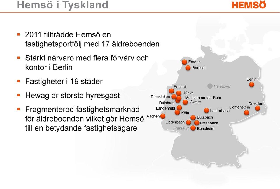 äldreboenden vilket gör Hemsö till en betydande fastighetsägare Bocholt Hannover Berlin Hünxe Dienslaken Mülheim an der