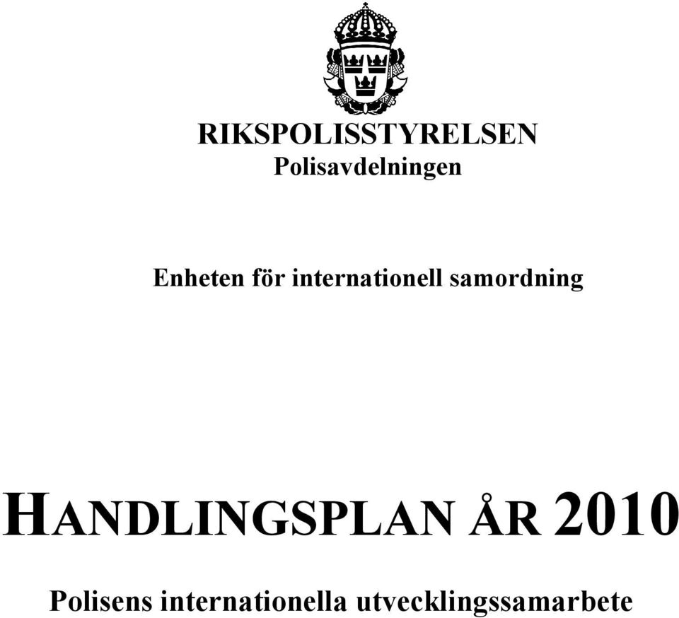 samordning HANDLINGSPLAN ÅR 2010