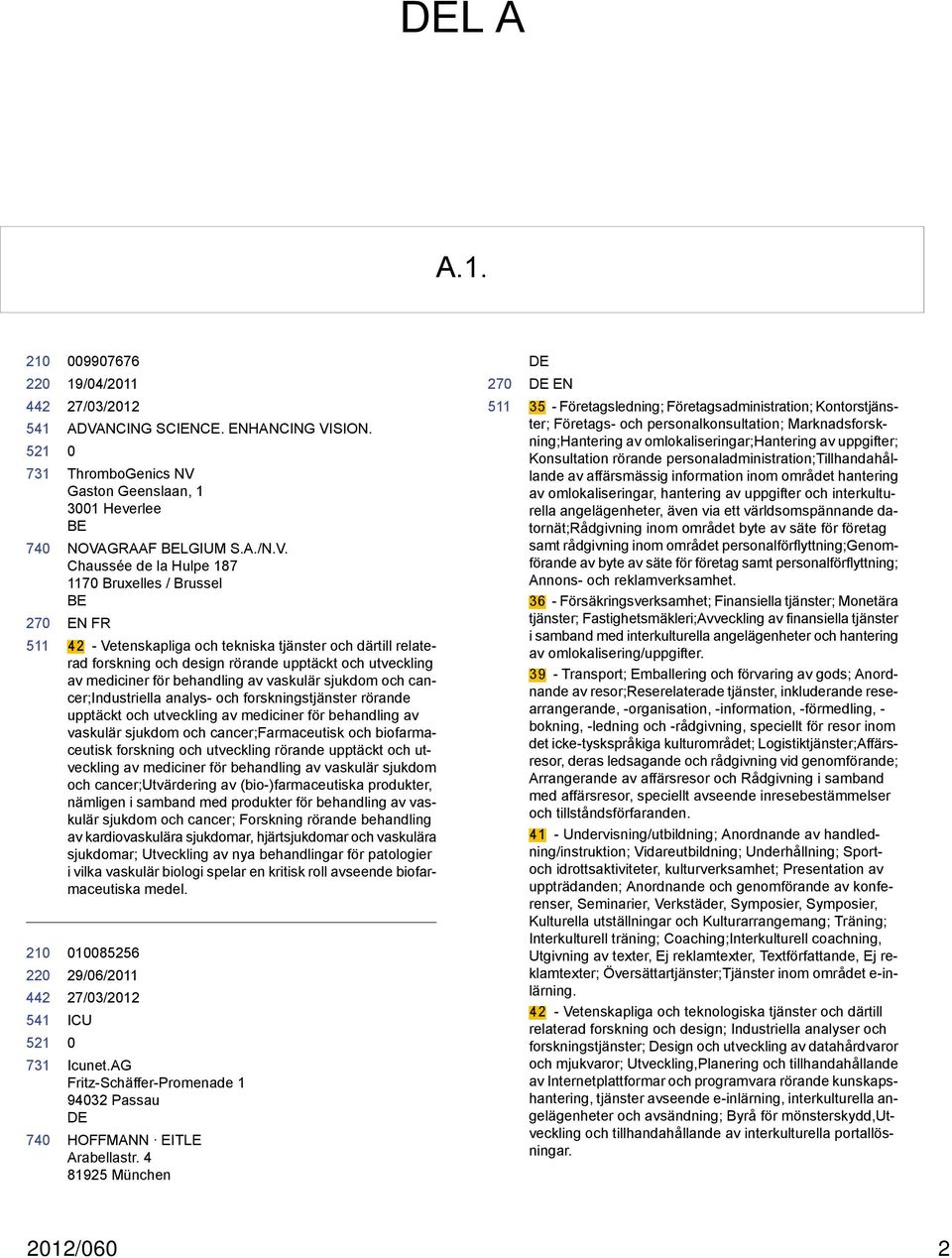 SION. ThromboGenics NV 