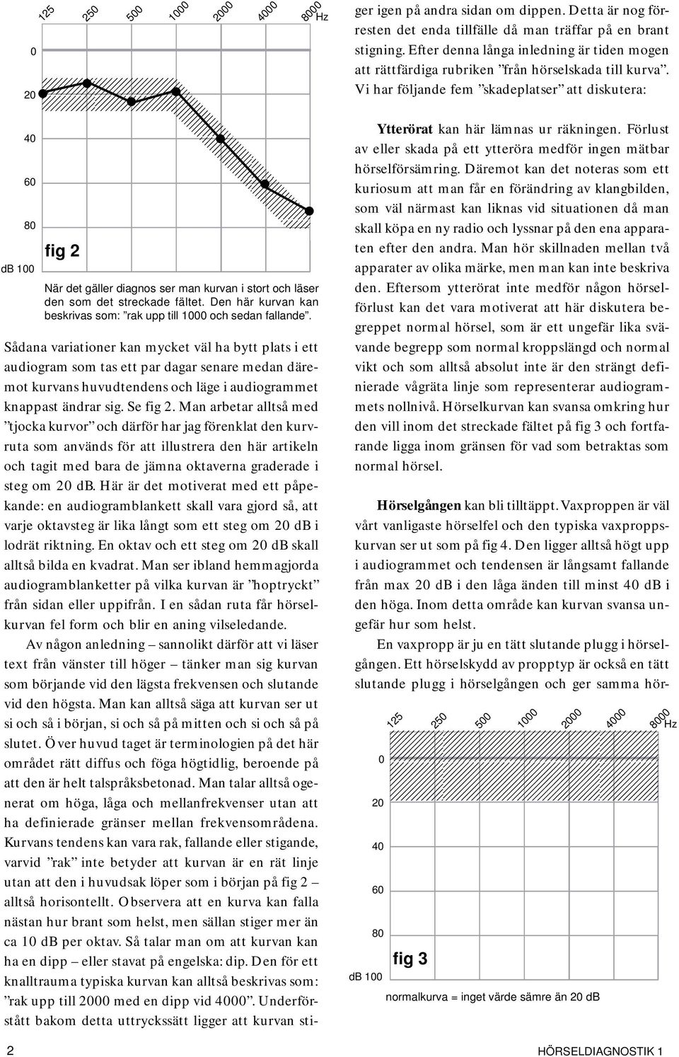 Vi har följande fem skadeplatser att diskutera: fig 2 När det gäller diagnos ser man kurvan i stort och läser den som det streckade fältet.