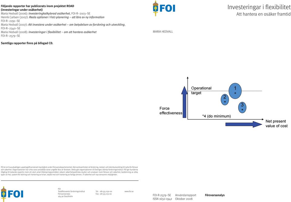 Investeringar i flexibilitet om att hantera osäkerhet FOI-R--2579--SE Samtliga rapporter finns på bifogad CD.