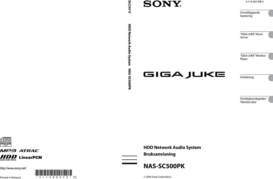 Felsökning Försiktighetsåtgärder/ Tekniska data HDD Network Audio