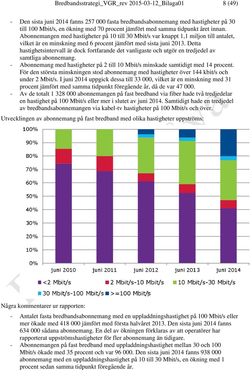 Detta hastighetsintervall är dock fortfarande det vanligaste och utgör en tredjedel av samtliga abonnemang. - Abonnemang med hastigheter på 2 till 10 Mbit/s minskade samtidigt med 14 procent.