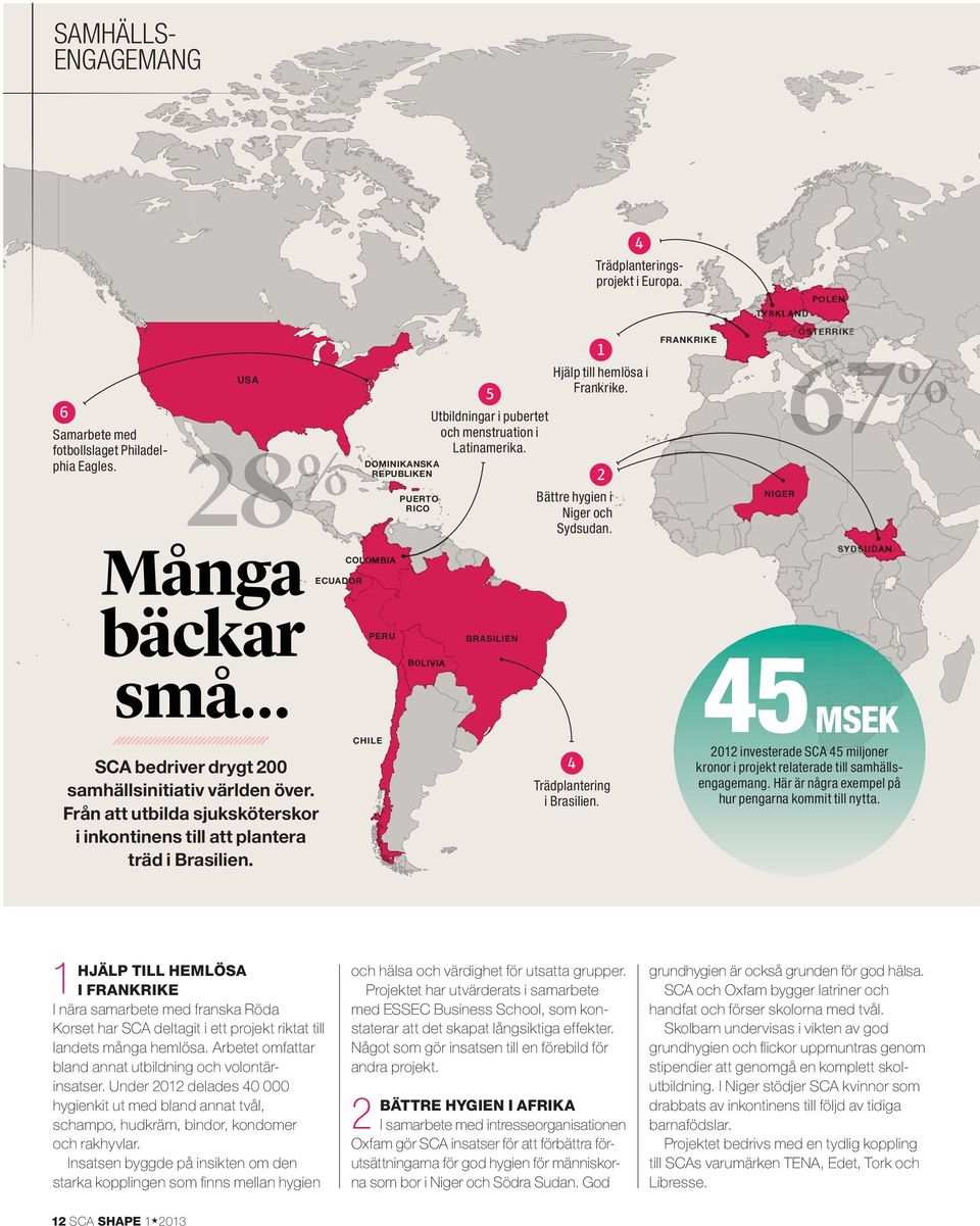 PUERTO RICO NIGER SYDSUDAN COLOMBIA ECUADOR PERU BRASILIEN 45 BOLIVIA SCA bedriver drygt 200 samhällsinitiativ världen över.