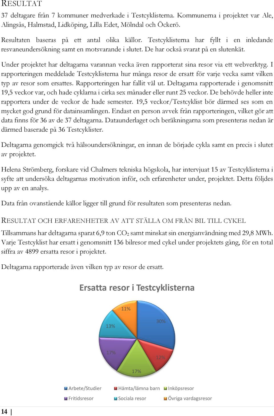 Under projektet har deltagarna varannan vecka även rapporterat sina resor via ett webverktyg.