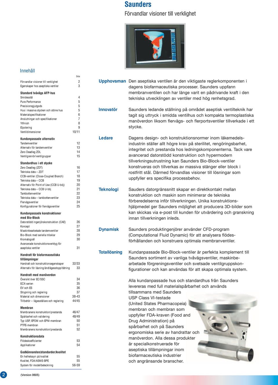 Tandemventiler 12 Alternativ för tandemventiler 13 Zero Deadleg ZDL 14 Ventilgrenrör/ventilgrupper 15 Standardhus i ett stycke Zero Deadleg (ZDT) 16 Tekniska data ZDT 17 CCB-ventiler (Close-Coupled