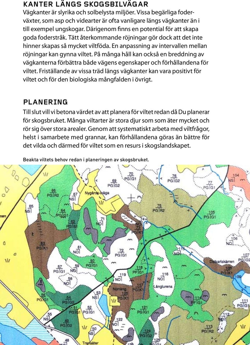 En anpassning av intervallen mellan röjningar kan gynna viltet. På många håll kan också en breddning av vägkanterna förbättra både vägens egenskaper och förhållandena för viltet.